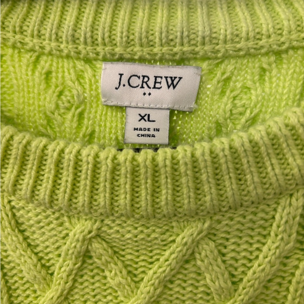 J. Crew Lime Green Cable Knit Sweater